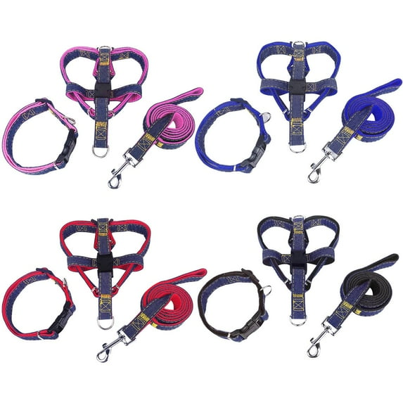 Meidiya No Pull Dog Harness and Leash Set with Collar - Adjustable Basic Harness for Small Medium Large Dogs