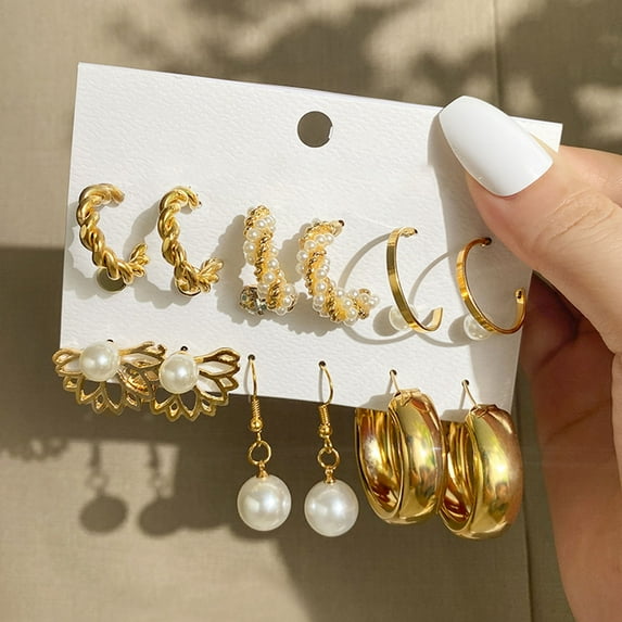 Meidiya Piercing Earrings Set Assorted Multiple Stud Earrings Set for Women Earring Set for Multiple Piercings Statement Earrings Jewelry