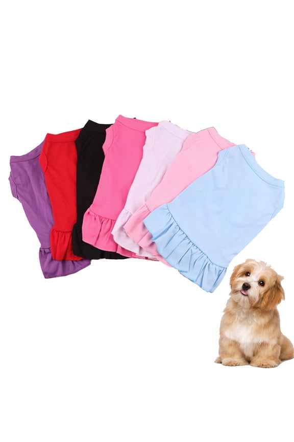 Plain Dog Dresses Pet Shirts with Ruffles,Summer Cute Puppy Clothes Dog Sundress Pet Vest Dress for Small Medium Dogs Cats