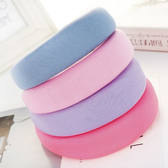 Meidiya Satin Padded Headbands for Women Solid Plastic Thick Hair Hoop Girls Sponge Non-slip Hairbands Hair Accessories
