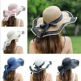 thumbnail image 1 of Meidiya Summer Women Straw Sun Hat Bowknot Wide Brim Floppy Sun Visor Hats Outdoor UPF 50+ Sun Protection Straw Beach Hat, 1 of 8