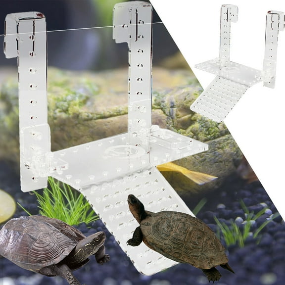 Meidiya Turtle Climbing Ladders Basking Platform and Feeding Trough,Fish Tank Aquarium Platform,Adjustable Hanging Tortoise Resting Terrace for Reptiles,Tortoises,Amphibious Pets