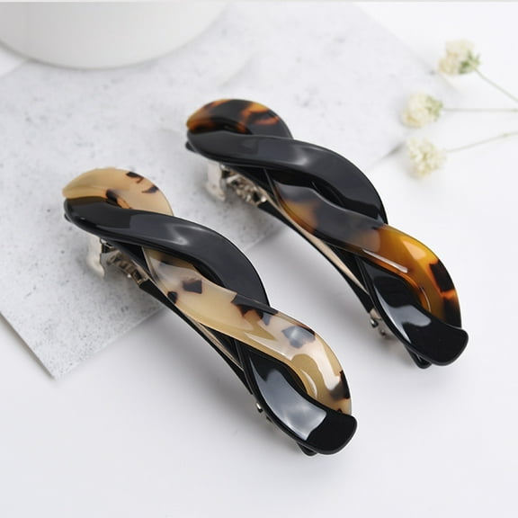 Meidiya Twisted Hair Barrettes for Women Ladies Spring Barrette Tortoise Shell Automatic Hair Clip for Fine Medium Thick Hair, Fashion Acrylic Ponytail Holders