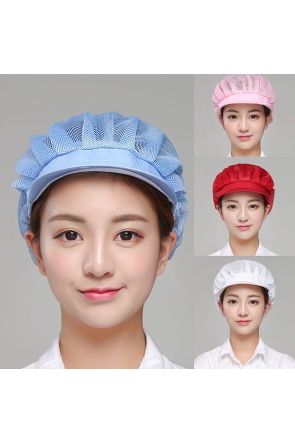 Unisex Dustproof Elastic Chef Hats-Kitchen Baker Cooking Hair Nets Food Service Caps Cleaner Factory Work Cap for Adults