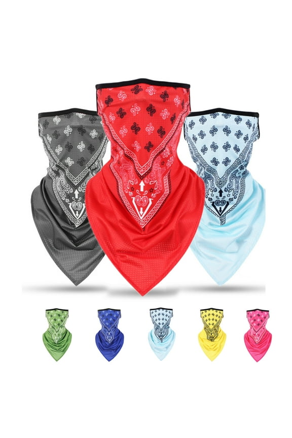 Unisex Ear Loops Face Cover Neck Gaiter Breathable Ice Silk Bandana Scarf Dust UV Protection Breathable Neck Gaiter for Outdoors Sports