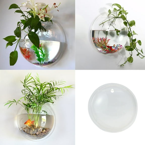 Meidiya Wall Mounted Fish Tank Clear Wall Hanging Fish Tank Bowl Flower Plant Pot Clear Acrylic Vase Flower Plant Pot Aquarium Home Wall Decor