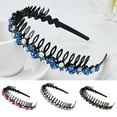 thumbnail image 1 of Meidiya Wave Rhinestone Headbands Plastic Tooth Comb Headbands, Crystal Hair Loop Non-slip Wavy Hairbands for Women Girls, 1 of 7