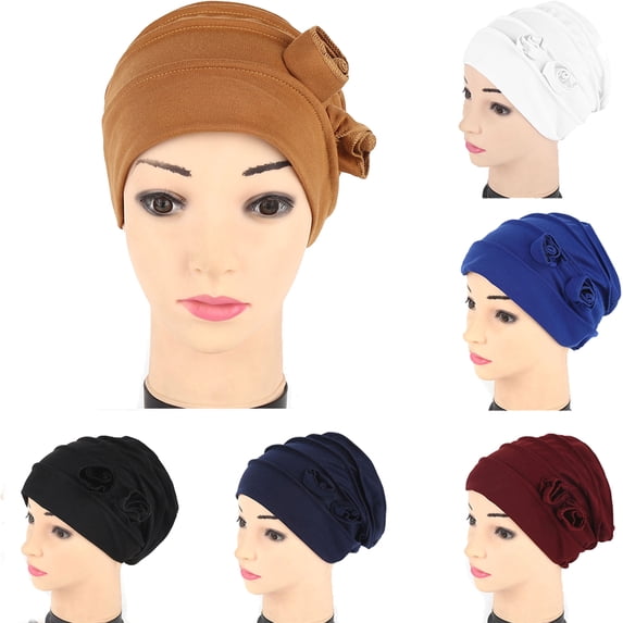 Meidiya Women Turban Flower Caps Vintage Cotton Beanie Headscarf Elastic Headwrap Hat Chemo Beanie Hat