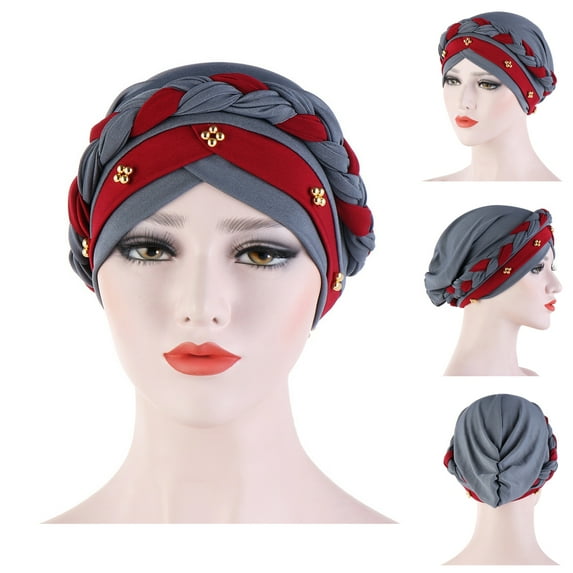 Meidiya Women Turbans Silk Satin Lined Turban Head Wrap Pre-Tied Twisted Braid Hair Cover Wrap Turban Headwear Hair Cover Wrap for Womens Girls