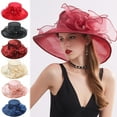 thumbnail image 1 of Meidiya Women's Organza Church Tea Party Wedding Fascinator Hat UPF50+ Wide Brim Sun Hats, 1 of 8