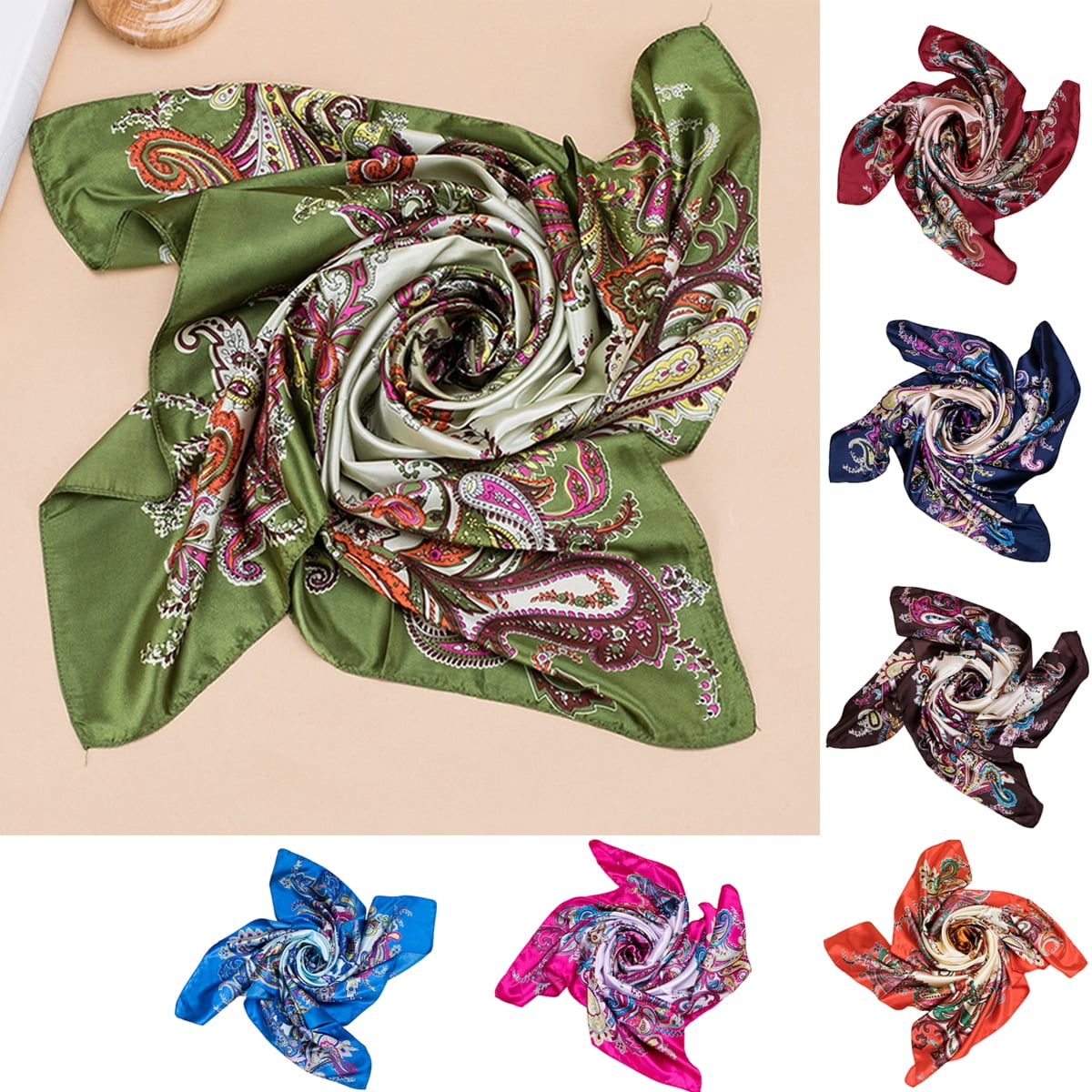 Designer New Model Fashion Print Long Square Scarf Silk Hairscarf