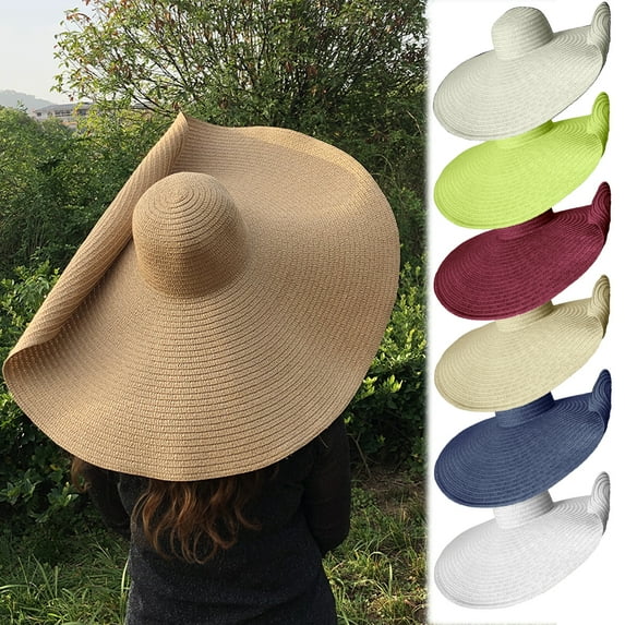 Meidiya Womens Sun Straw Hat Large Wide Brim UPF 50+ Sun Visor Hat Summer Foldable Roll up Floppy Beach Hats for Women