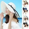 thumbnail image 1 of Meidiya Womens Sun Straw Hat Wide Brim Summer Hat Fashion Woven Straw Hat with Black Ribbon Decor Foldable Roll up Floppy Beach Hats for Women, 1 of 8