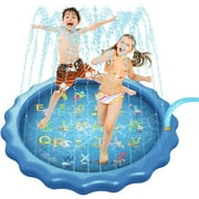 Splash Pad Sprinkler for Kids Toddlers 68" Splash Water Pad,Outdoor Swimming Pool Splash Play Mat Water Toys for Children for Fun Games Learning Blue