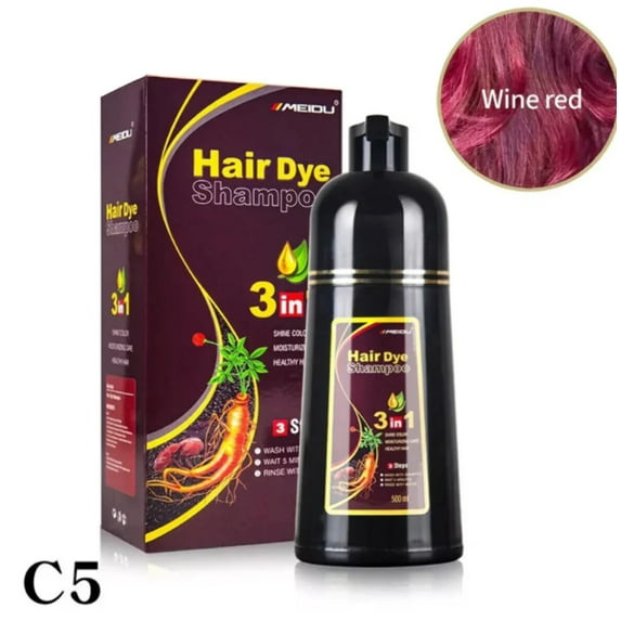 Meidu 3-in-1 Hair Dye Ginger Shampoo For Man And Women Shine Moisturizing Hair Color 500ML-Chestnut Brown