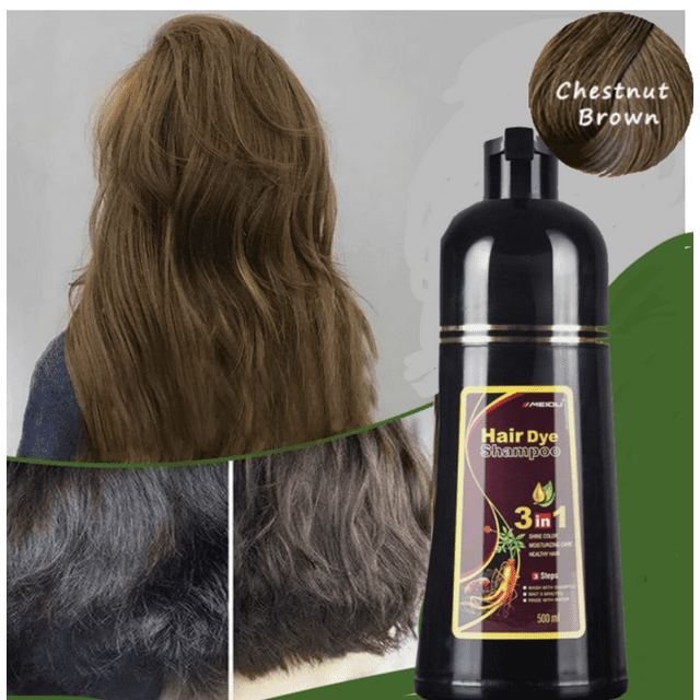 Meidu 3in1 Natural Hair Dye Shampoo, Quick Coloring for Men & Women