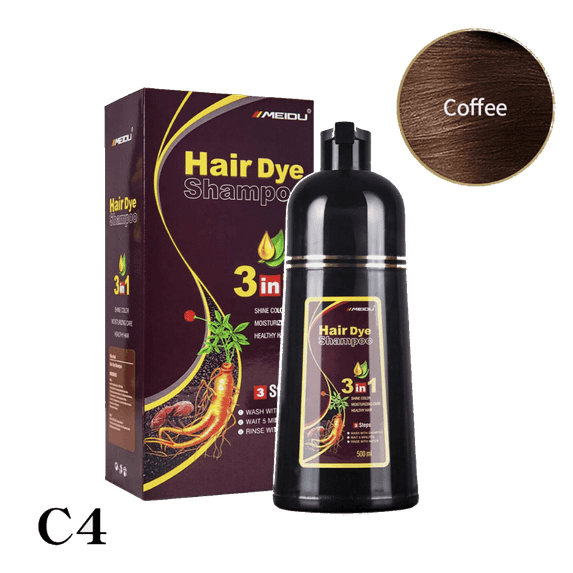 Meidu 3-in-1 Hair Dye Ginger Shampoo For Man And Women Shine Moisturizing Hair Color 500ML-Dark Brown
