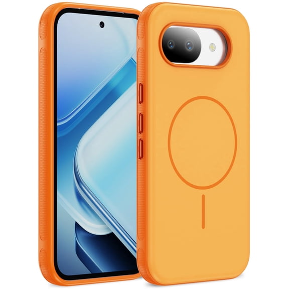 Meifei Magnetic Case for Google Pixel 10/10 Pro 2025 / Google Pixel 9/9 Pro 2024 6.3 Inch, Slim Anti-Slip Shockproof Protective Cover, Orange