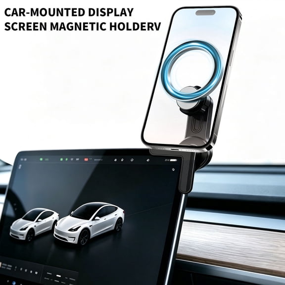 Meifei Magnetic Phone Mount for Tesla Model 3/Y/S/x Screen, Car Phone Holder Compatible with MagSafe, Universal Fit, Black and Silver