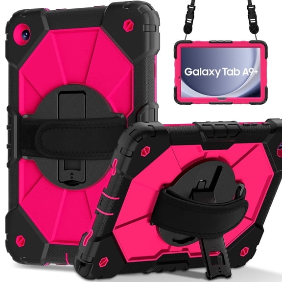 Case for Samsung Galaxy Tab 11" A11/A11 plus/A9 plus (X230/X236B/X210/X216/X218), galaxy tab a11+ case, Black / Rose Red