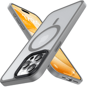 Meifigno Magic Mag Series for iPhone 15 Pro Case, [Military Grade Protection & Compatible with MagSafe], Translucent Matte Back with Aluminum Alloy Keys Case for iPhone 15 Pro 6.1", Grey