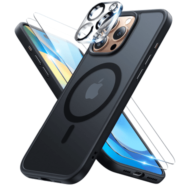 Meifigno Magnetic Case for iPhone 16 Pro (6.3 Inch), with 2 Pack Screen Protectors and 1 Pack Camera Cover, Black