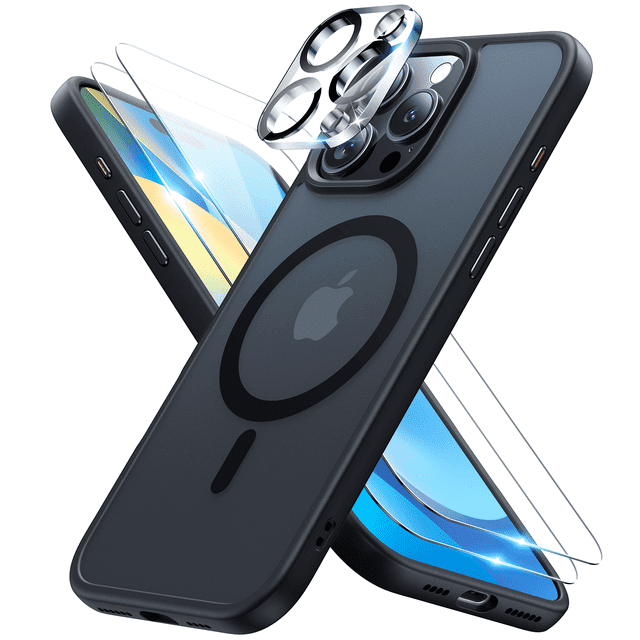 Meifigno Magnetic Case for iPhone 16 Pro Max (6.9 Inch), with 2 Pack Screen Protectors and 1 Pack Camera Cover, Black