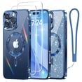 thumbnail image 1 of Meifigno Magnetic Case for iPhone 16 Pro Max 6.9 inch, with 2X Screen Protector, with Glitter Card & Wrist Strap,Deep Blue, 1 of 6