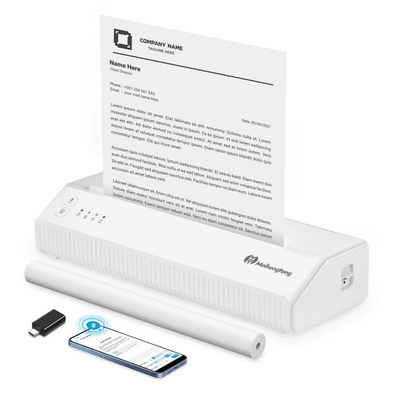 Meihengtong US Letter Portable Thermal Printer, Wireless Bluetooth Inkless Mobile Printers for Travel Office Home School