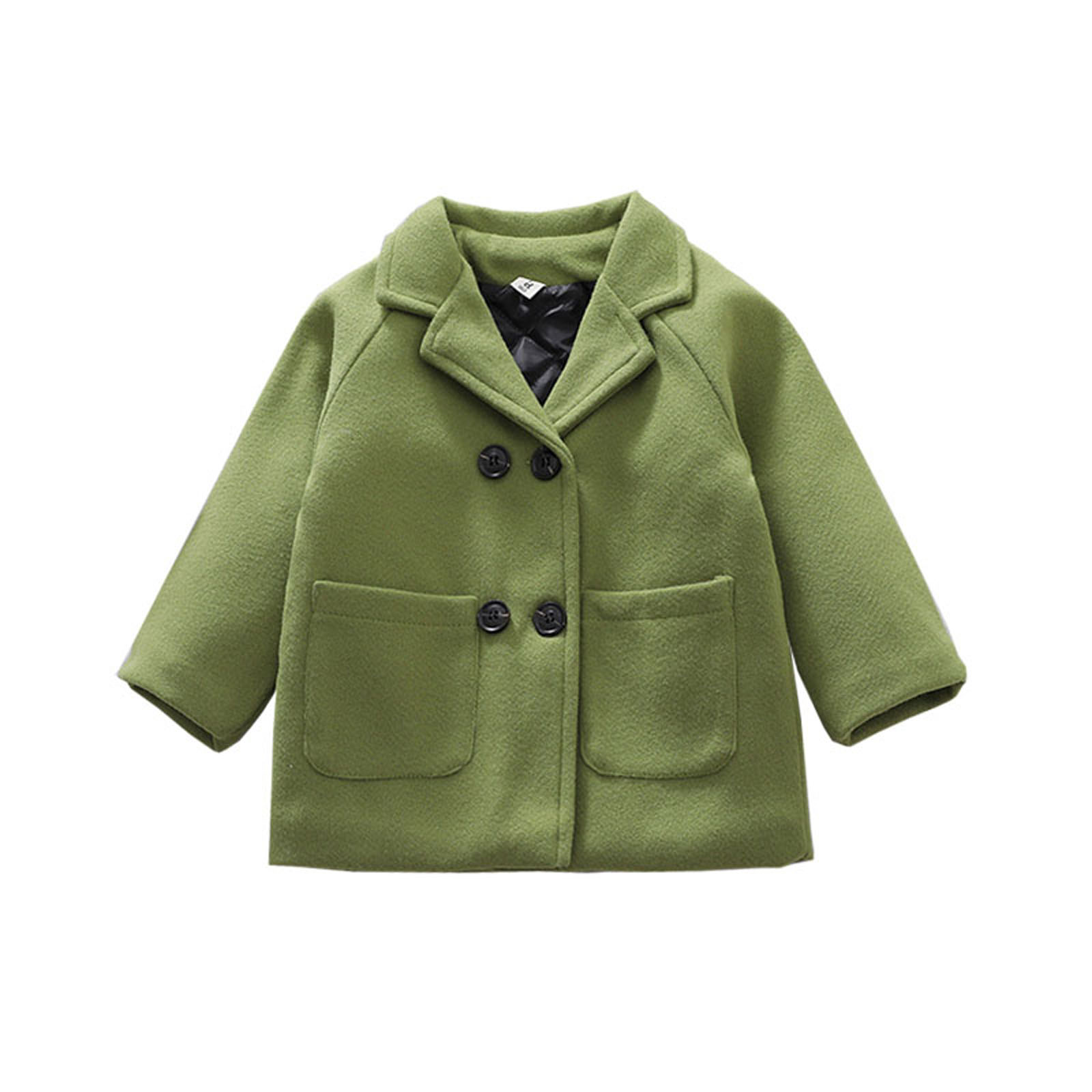 Meihuid Baby Boys Girls Wool Coat Winter Warm Double Breasted Trench Coat Jacket Outwear - image 1 of 6
