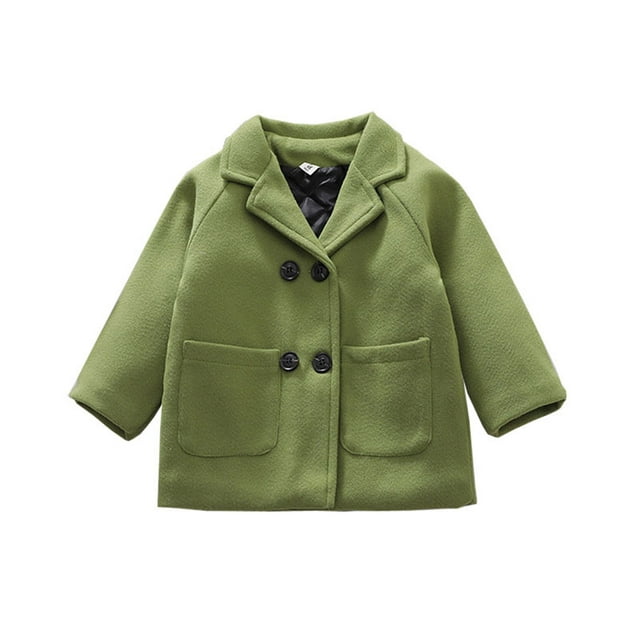 Meihuid Baby Boys Girls Wool Coat Winter Warm Double Breasted Trench Coat Jacket Outwear