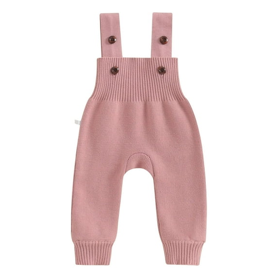 Meihuid Baby Toddler Knit Overalls Infant Sleeveless Solid Color Bib Pants