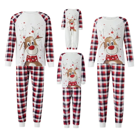 Meihuid Christmas Family Pajamas Matching Sets,Bear Classic Plaid Xmas Clothes Soft Outfit Sleepwear