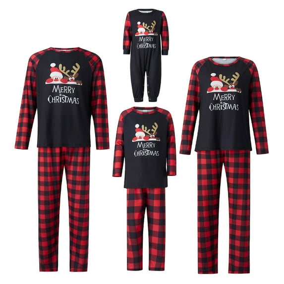 Meihuid Christmas Family Pajamas Set Reindeer Pattern Tops And Pants