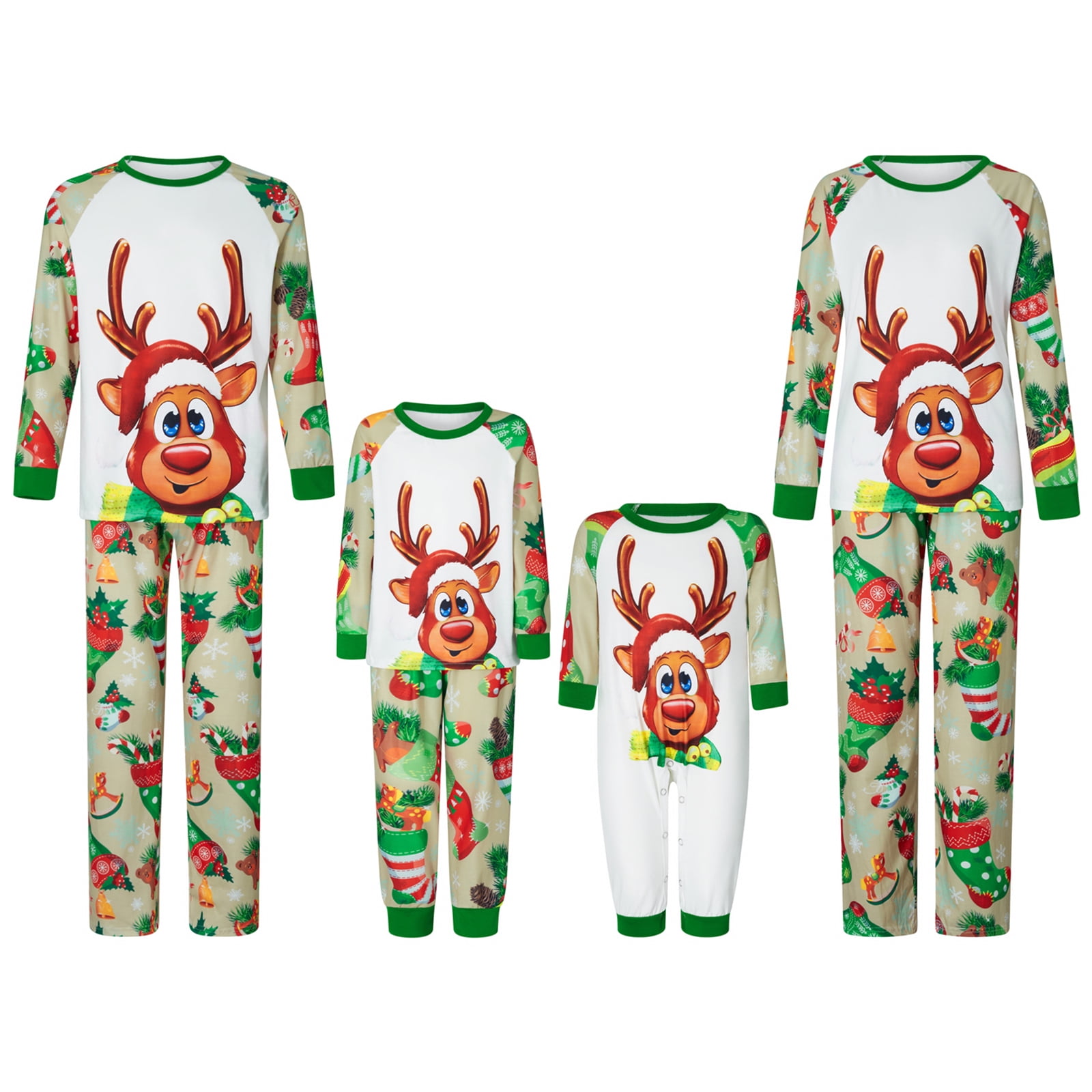 Family Christmas Pajamas Fawn Christmas Tree Red Pajama Set main image 0