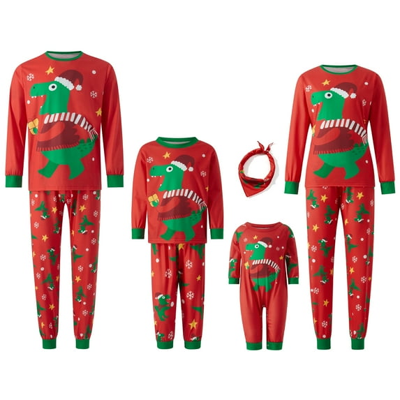 Meihuid Christmas Pajamas for Family Matching Xmas Christmas Pjs Set Santa Claus Cartoon Print Cute Holiday Family Sleepwear
