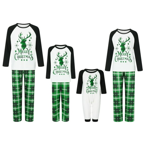 Meihuid Christmas Pajamas for Family Matching Xmas Christmas Pjs Set Santa Claus Cartoon Print Cute Holiday Family Sleepwear