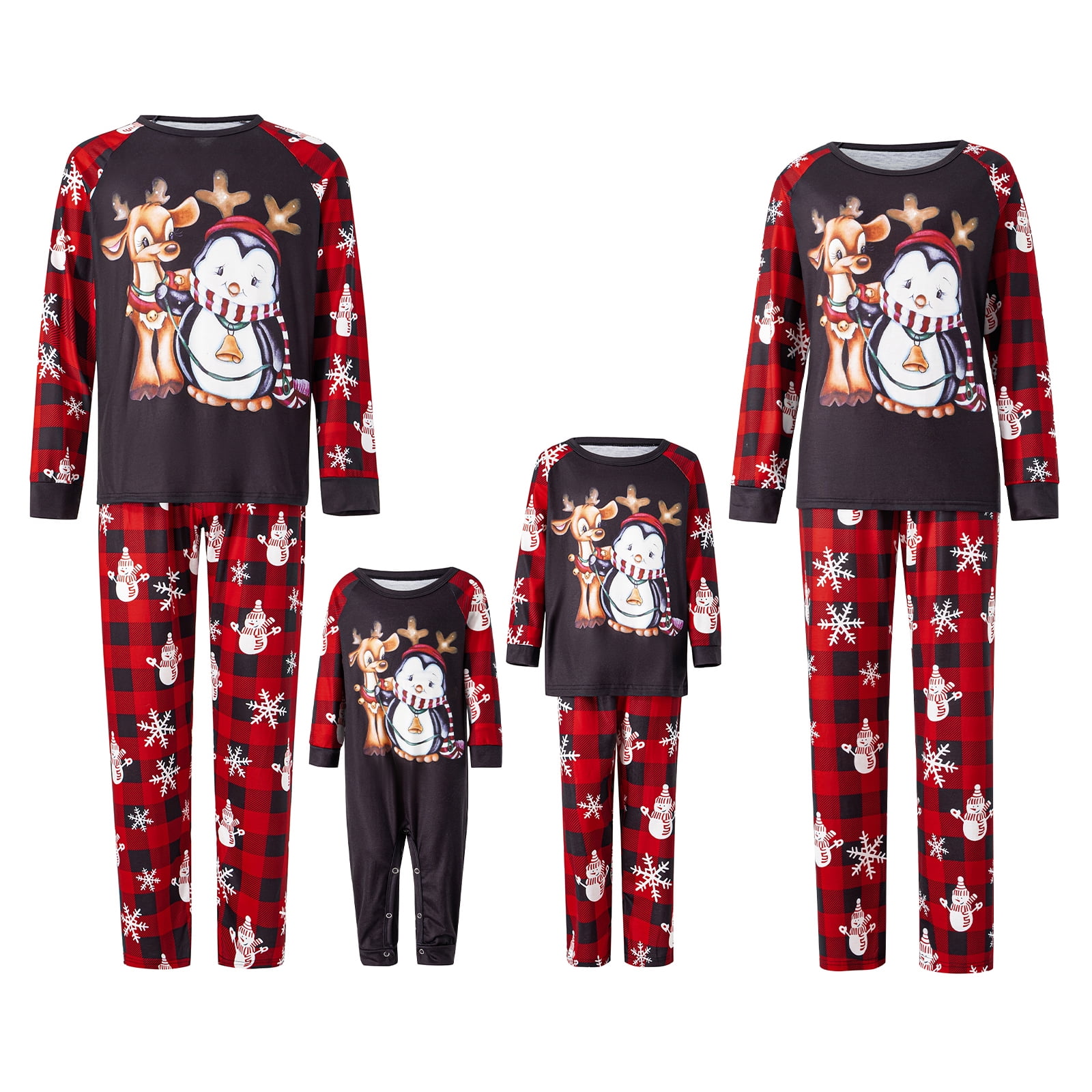 Aunavey Family Matching Christmas Pajamas Set Reindeer Onesies Hood Sleepwear for Adults Kids Walmart