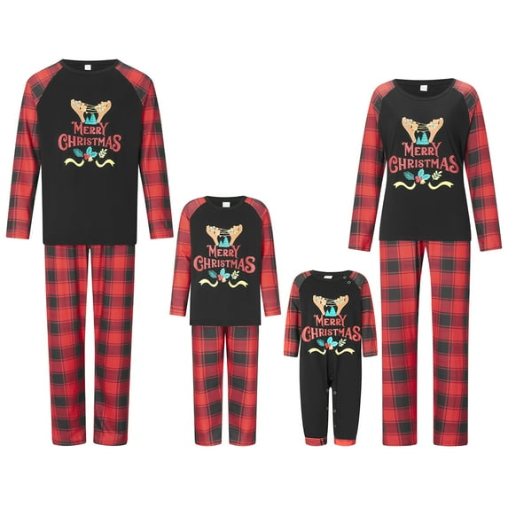 Meihuid Family Christmas Pjs Matching Sets Reindeer and Snowflake Patterned Sleepwear Xmas PJS Set for Couples and Kids