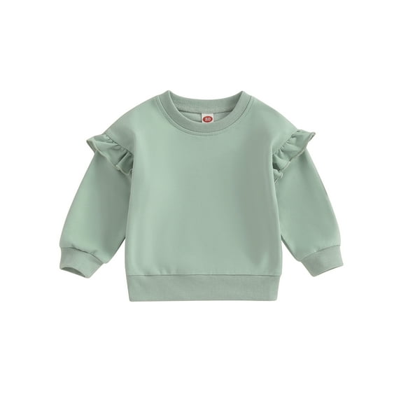 Meihuid Girl Casual Sweatshirts Toddler Solid Color Crew Neck Pullovers Tops