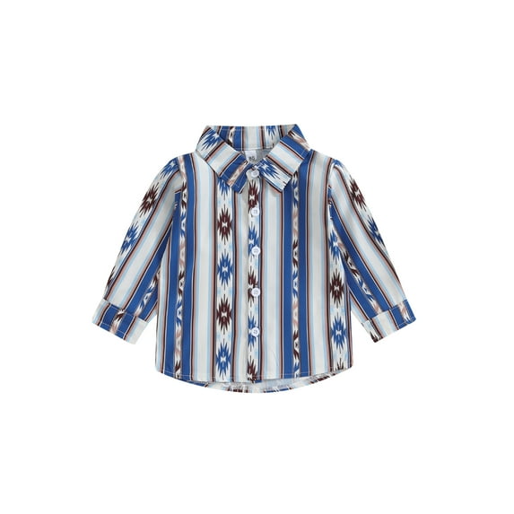 Meihuid Kids Boys Shirts Western Style Print Long Sleeve Toddler Clothes Tops