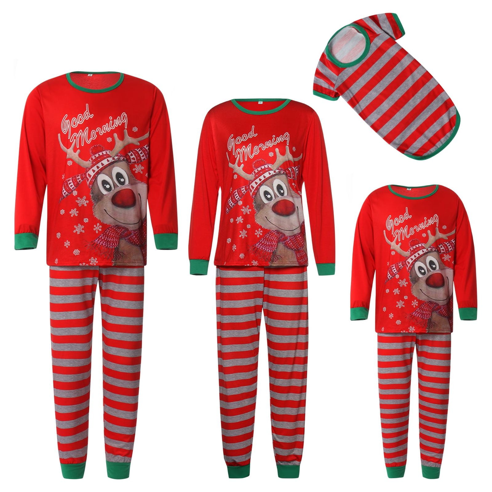 Meihuid Matching Family Christmas Pajamas Set, Reindeer Plaid Printed