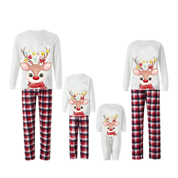 Meihuid Matching Family Christmas Pajamas Sets Holiday PJ's with ELF Printing Loungewear Sleepwear