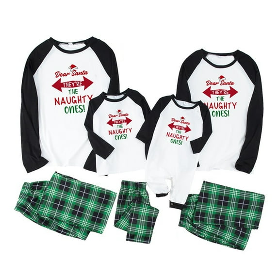 Meihuid Matching Family Christmas Parent-child Pajamas Set Cartoon Plaid Sleepwear Homewear Set