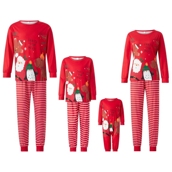 Meihuid Matching Family Pajamas Sets, Christmas Soft PJ's Cute Printed Top Xmas Sleepwear