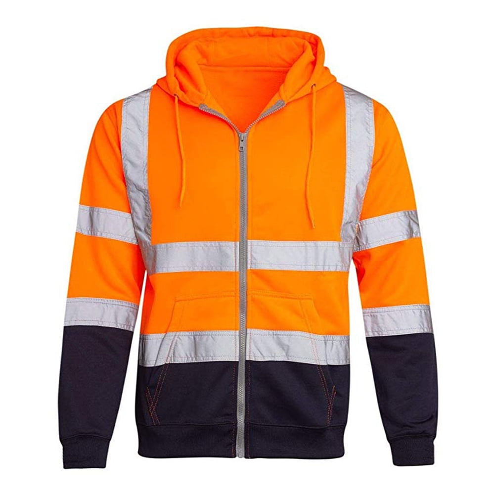 Meihuida Men s Hooded Sweatshirt Reflective Jacket Traffic Work
