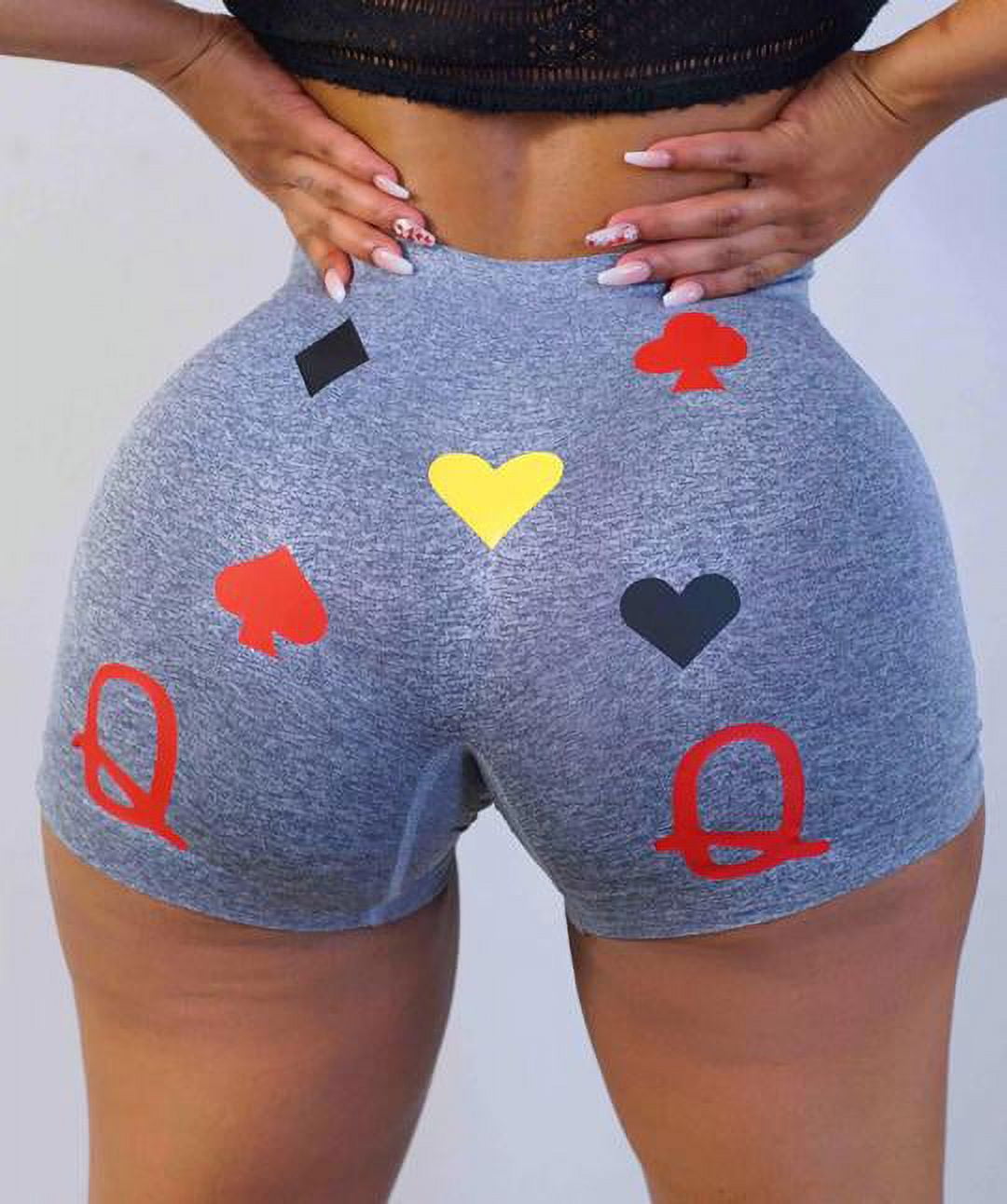 Meihuida Multitrust Women Elastic Waist Funny Print Sport Shorts