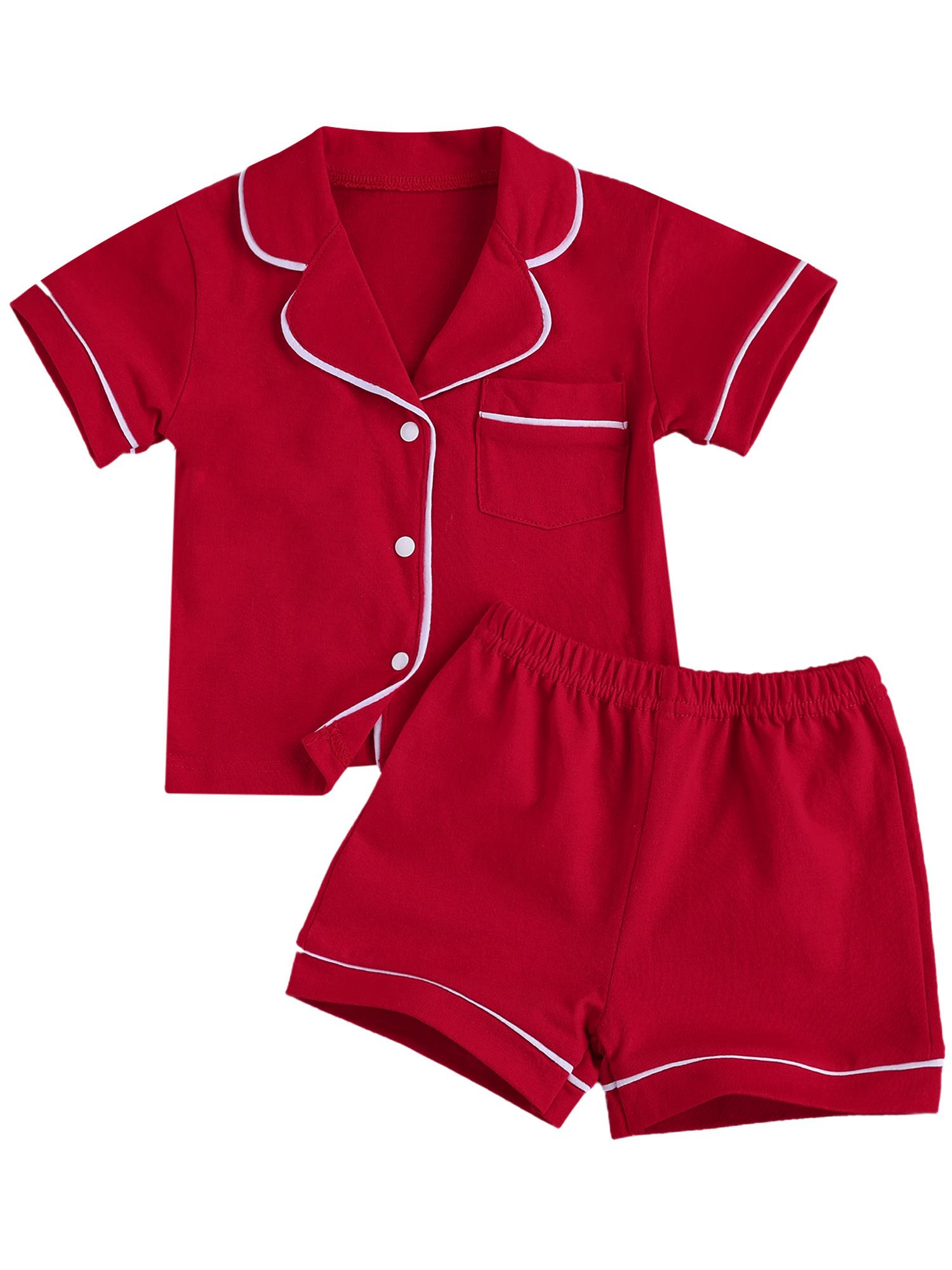 Meihuida Toddler Baby Satin Silk Pajamas Set, Button-Down 2-Piece Sleepwear PJs for Kids