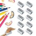 thumbnail image 1 of Meiiso 10-Pack Mini Pocket Aluminum Alloy Pencil Sharpener, Rectangular, Metal 1 Hole Rectangular Small Sharpeners, 1 of 9