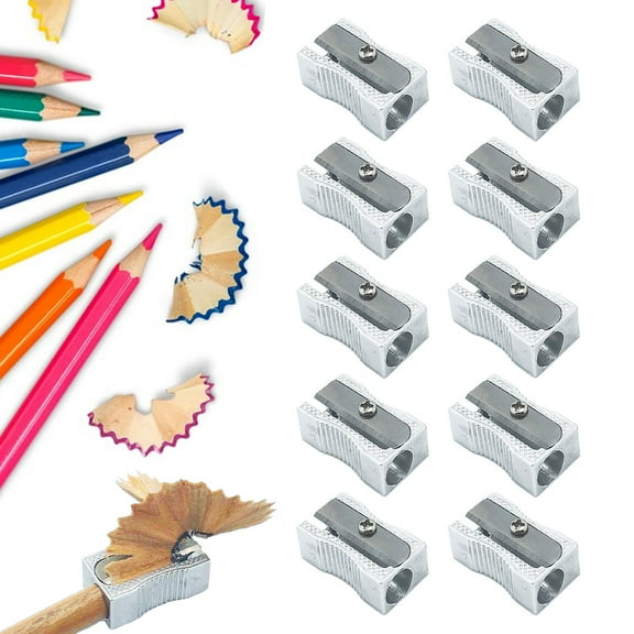 Meiiso 10-Pack Mini Pocket Aluminum Alloy Pencil Sharpener, Rectangular, Metal 1 Hole Rectangular Small Sharpeners